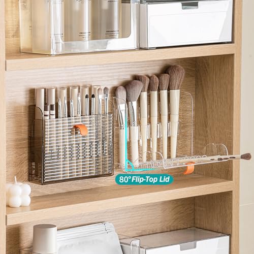 Clear Wall-Mounted Makeup Organizer with 16 Slots - MORNITE