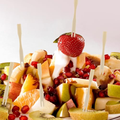 100 Pack Bamboo Appetizer Forks - Eco-Friendly Mini Forks for Charcuterie & Cocktails