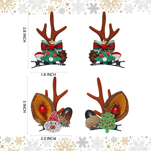 TailaiMei Reindeer Antler Hair Clips 2 Pairs Christmas Hair Pins