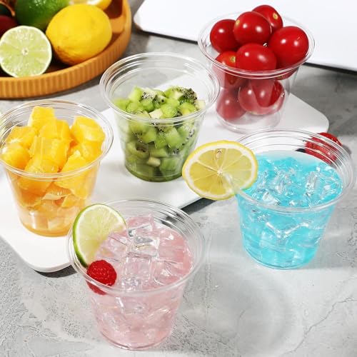 BYSNOW 100 Pack 9 oz Clear Disposable Plastic Cups - Food Safe