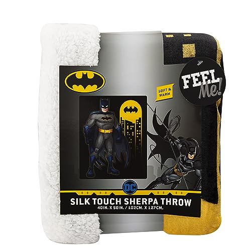 Northwest DC Batman Silk Touch Sherpa Throw Blanket ? 40 x 50 Inch, Answer The Call Design ? Batman Themed Gift for Fans