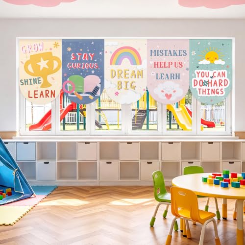 8 Pack Classroom Curtains 36x24 Inches Colorful Boho Motivational Door & Window Covers