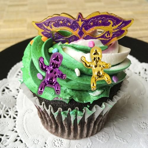 12 pcs Mardi Gras King Cake Babies - Colorful Plastic Figurines