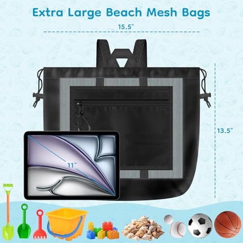 BROTOU Mesh Beach Bag with Drawstring Closure – Lightweight & Durable