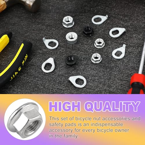 24 PCS Bike Axle Nut and Washer Kit - M8 M9.5 M10 Bicycle Replacement Parts - Mountain & Road Wheel Nuts Bolts Set - Universal Fit Bike Upgrades