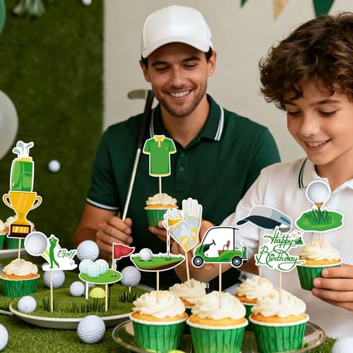 48 Pack Golf Cupcake Toppers for Sports Theme Parties