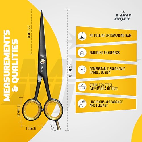 MJW Professional Hair Cutting Scissors 6.5 Inch Stainless Steel Barber Shears