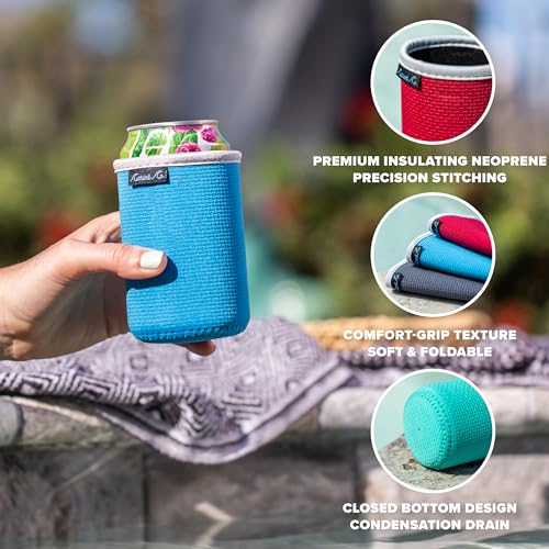 Current Co. Multicolor Beer Can Cooler Sleeves 5 Pack - Insulated Neoprene Koozies for 12oz Cans & Bottles