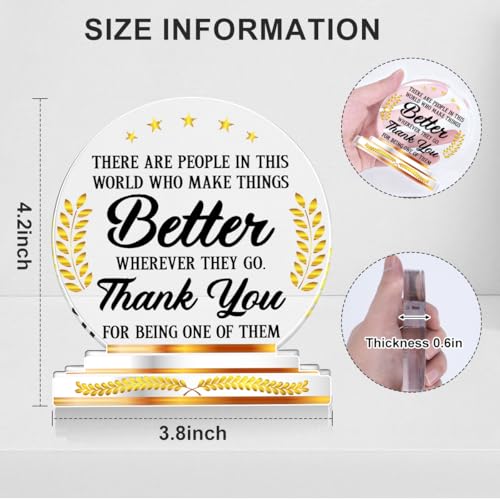Acrylic Thank You Desk Plaque - Appreciation Gift for Coworkers, Clear C