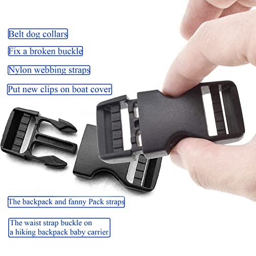 1-Inch Quick-Release Plastic Buckles - Heavy-Duty Side Release (2 Set)