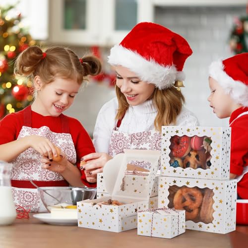 Christmas Cookie Boxes with Window - 36 Pack Stars 6x6x3in Gift Packaging