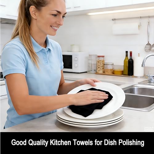JIAMI HOME Microfiber Glass Polishing Cloth - Black, Small - Streak Free Shine