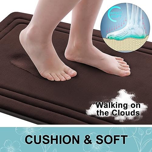 Grandaily Memory Foam Bath Mat Rug 30x20 Inches Non-Slip Soft Absorbent Bathroom Rug Brown
