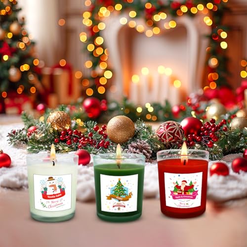 Christmas Scented Votive Candle Set - 12 Pack with Apple & Cinnamon, Vanilla Cake, Cedar Scents