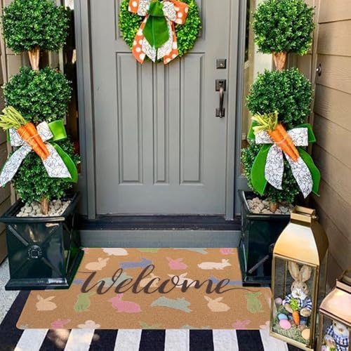 Easter Bunnies Welcome Doormat - Non-Slip Coir 17x29"