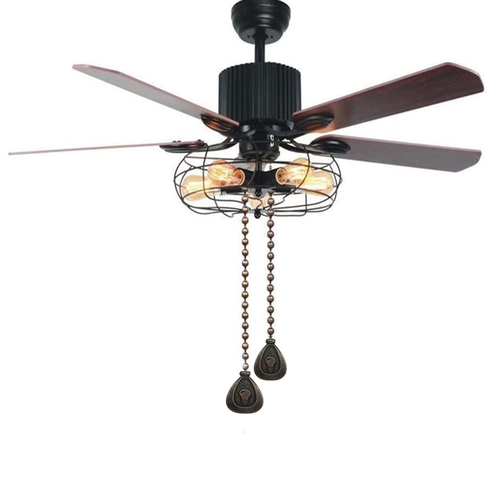 SUR-CIEL 4PCS Ceiling Fan Pull Chain, Fan Pull Chain Extension, Chain Pulls for Ceiling fans and Lights, Light Pull Chain Extension with 12 inch 3mm Diameter Beaded Ball Chain, Bronze