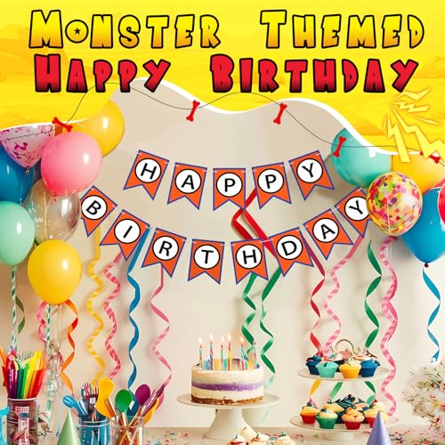 Anime Happy Birthday Bunting Banner with Black Letters