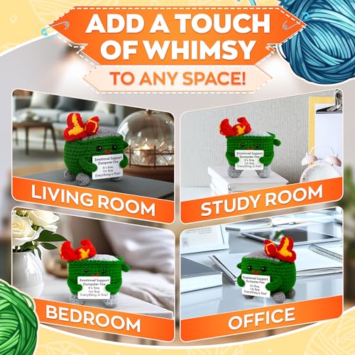 Reluen Handcrafted Crochet Desk Decor – Inspirational Gift Figure with Message Card