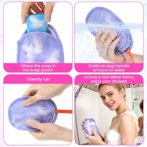 4-Pack Mesh Exfoliating Soap Pouch - Bar Soap Saver Bag & Scrubber