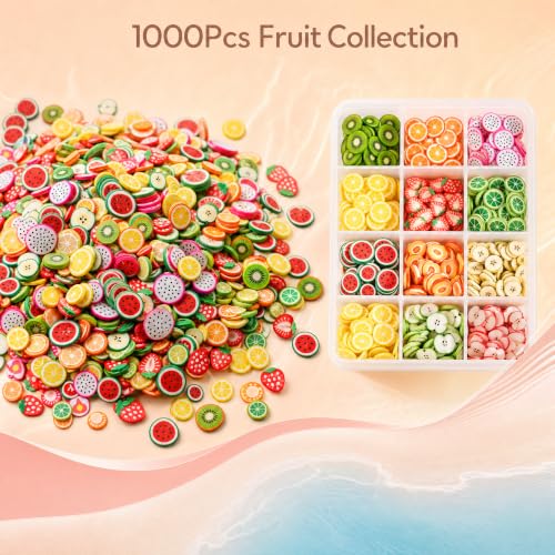 YOJO 1000 Pcs Fruit Polymer Clay Nail Art Charms Slices Summer Decor