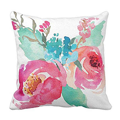 Emvency Watercolor Floral Body Pillow Cover 16x16in - Soft Velvet