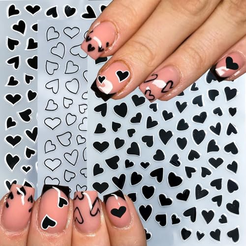 YOUDICT 12 Pcs Heart Nail Stickers Valentine Day Nail Decals Art Design