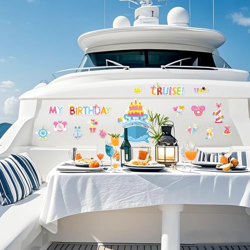 Birthday Cruise Magnets - 16 Pack Cute Magnetic Stickers for Party Decor
