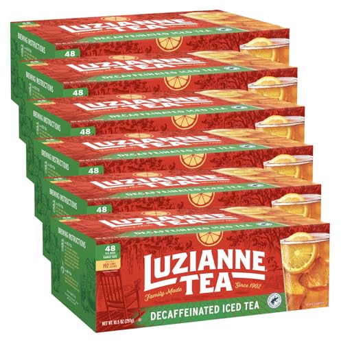 Luzianne Decaffeinated Iced Tea Bags, Unflavored, 48 Count (Pack of 6)