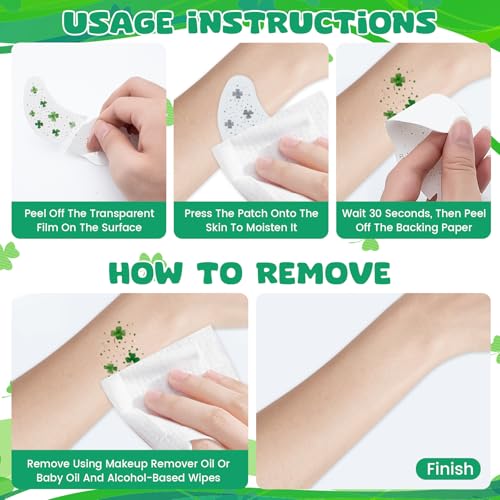 St. Patrick's Day Face Tattoos - 6 Pcs Waterproof Green Shamrock Stickers
