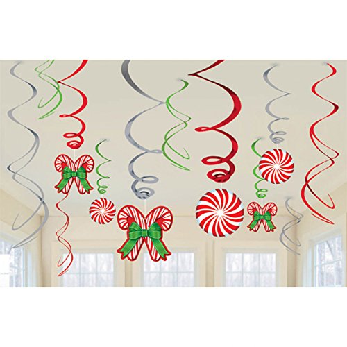 Amscan 679852 Candy Cane Foil Swirls Value Pack, 12 Ct. | Christmas Decoration 24"