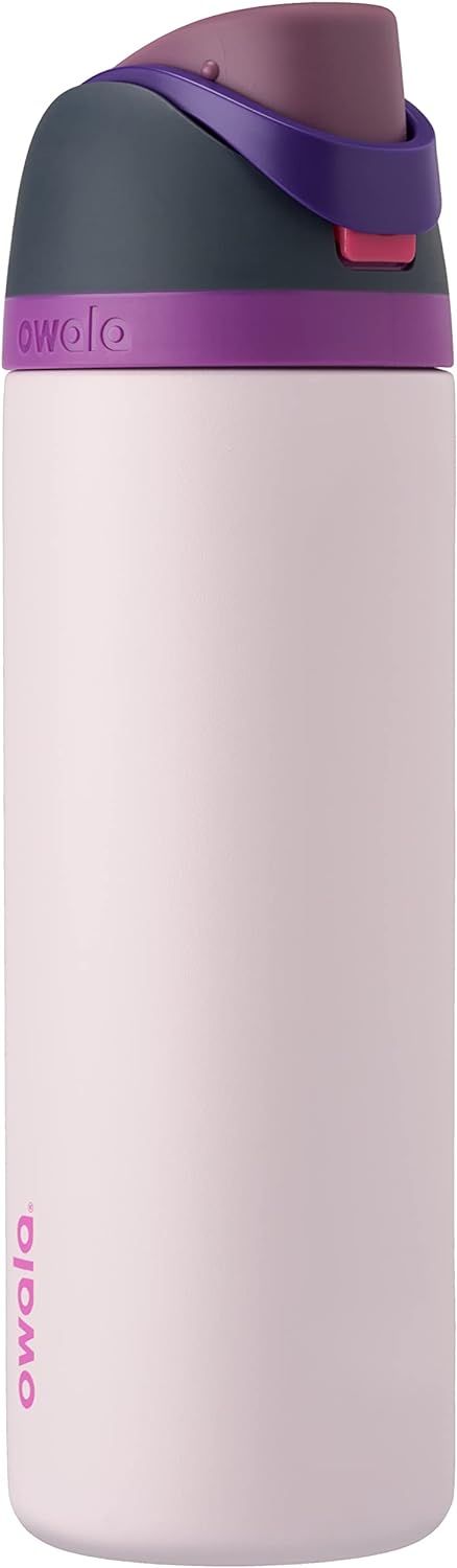 Owala FreeSip Insulated Stainless Steel Water Bottle - Anti-Slip Silicone Boot, 24 Oz, Black