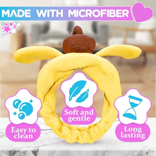 LIBERHAUS Plush Bear Ears Headband – Kawaii Yellow Spa & Makeup Hair Band