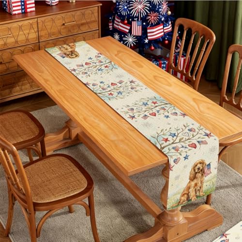 Patriotic Table Runner for Independence Day - 13x71 Inch