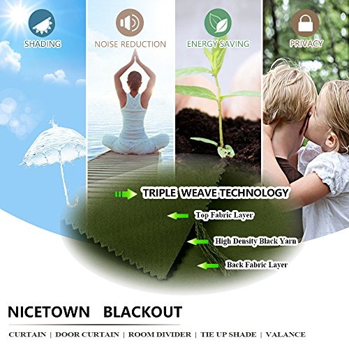 NICETOWN Olive Green Blackout Curtain Panel 42" x 84" - Thermal Insulated Room Darkening Drapes