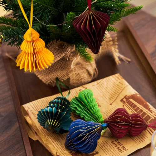 Easy Joy 6PCS Christmas Honeycomb Paper Ornaments - 3D Decor