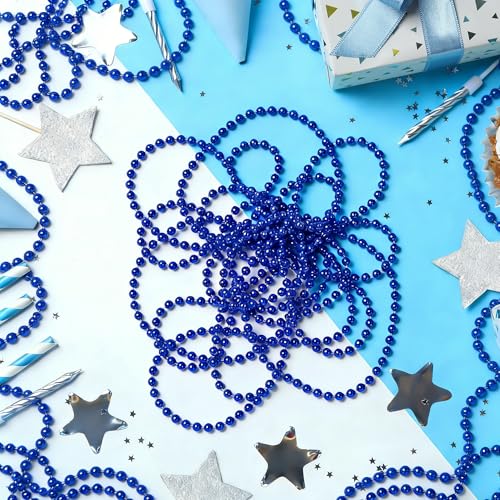 12 Pcs 33-Inch Blue Bead Necklaces - Graduation & Party Favors