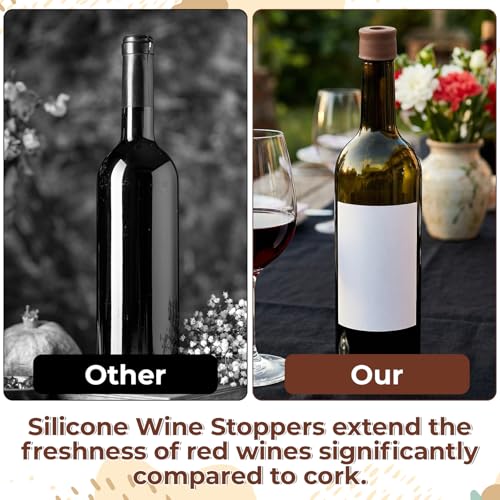 JJUNW Reusable Silicone Wine Stoppers - 8 Pcs in 4 Colors
