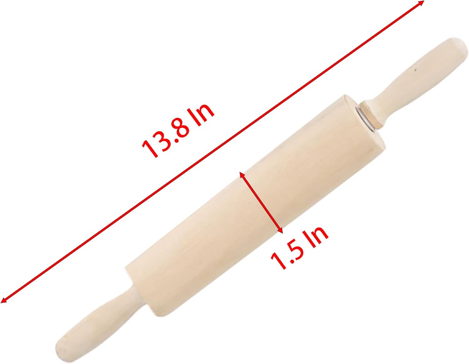 Skiennix 13.8 Inch Wooden Rolling Pin - Perfect for Kneading Dough for Bread, Pizza, Cookies, Noodles