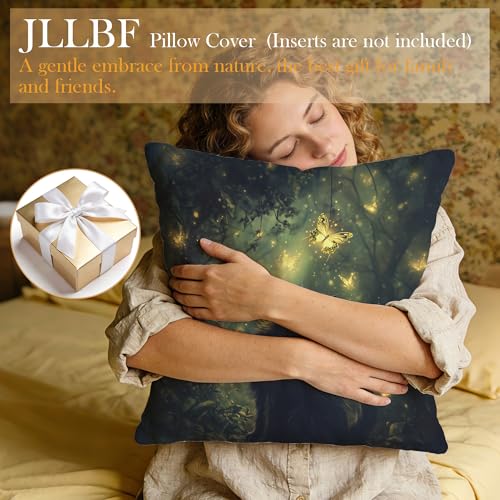 Forest Cat 18x18 Flannel Pillow Cover, Double-Sided Gothic Throw Pillow