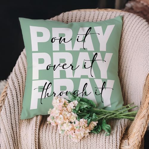 Sage Green Christian Scripture Throw Pillow Cover, 18x23in Bible Verse Decor