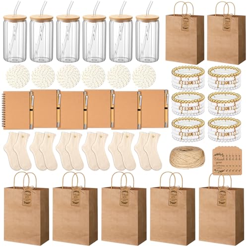 Party Prize Gift Set with Glasses Notebooks Socks Coasters Bracelets - 6 Sets