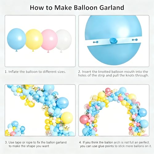 Pastel Balloon Arch Kit - 146 Pcs in Blue, Pink, Yellow & White