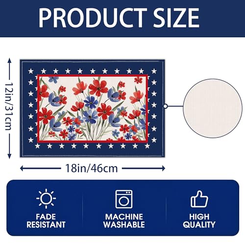Patriotic Floral Placemats for 250th Anniversary | Set of 4