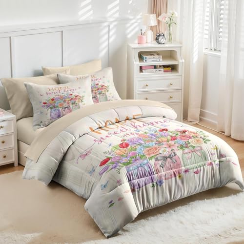 Christmas Comforter Set with Sheets - 7 Piece Floral Bedding Set