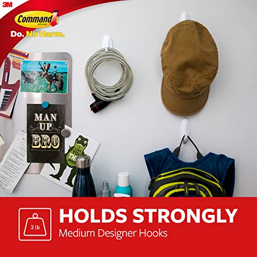 Command Medium Designer Wall Hooks, 2 Hooks and 4 Strips