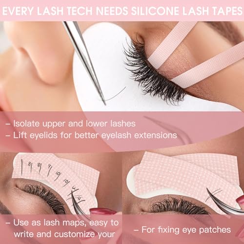 Miuffue Silicone Lash Tape for Eyelash Extensions, Pain-Free Breathable Pink