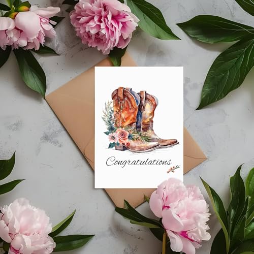 Cowboy Boots Wedding Congratulations Card - 5x7 Western Engagement Gift