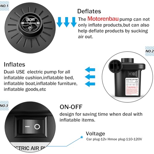Motorenbau Portable Electric Air Pump with 3 Nozzles - Black-1