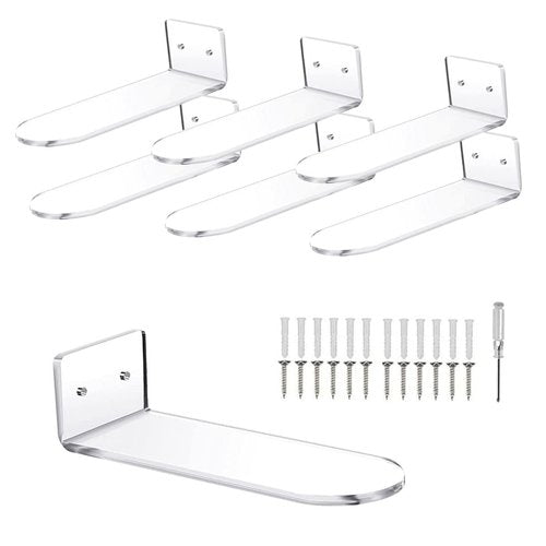 Guntsous 6 PCS Acrylic Floating Shoe Rack Wall Mount Display Shoe Rack Transparent Storage Rack for Home Use Sneaker Display Rack with Screws and Anchors