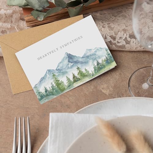 Sympathy Cards Set of 24 with Envelopes & Stickers - Watercolor Landscape